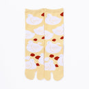 Front view of long yellow Tabi Socks " Hato "