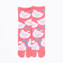 Front view of long orange Tabi Socks " Hato "