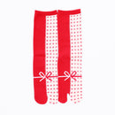 Front view of long red Tabi Socks " Goen "