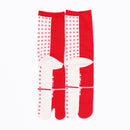Back view of long red Tabi Socks " Goen "