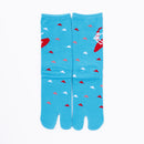 Front view of long light blue Tabi Socks " Surfer "