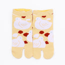Front view of short yellow Tabi Socks " Hato"