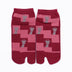 Front view of short dark red Tabi Socks "Shika Nozoku"
