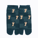Front view of short green Tabi Socks "Shika Nozoku"