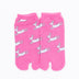 Front view of short pink Tabi Socks " Shika Hashiru "