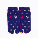 Front view of short blue Tabi Socks " Shika & Wa "