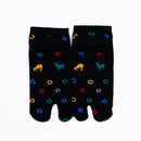 Front view of short black Tabi Socks " Shika & Wa "