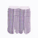 Front view of short purple Tabi Socks "Hyoshigi"