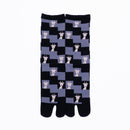 Front view of long black Tabi Socks " Shika Nozoku "