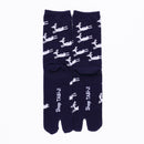 Back view of long navy Tabi Socks " Shika Hashiru "