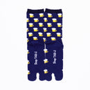 Back view of long navy Tabi Socks " Beer "