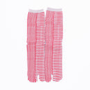 Front view of long red Tabi Socks " Hyoshigi "