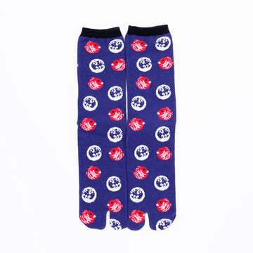 Front view of long navy Tabi Socks " Tai "