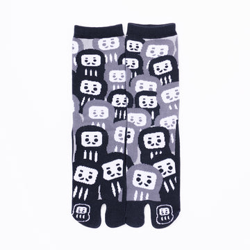 Front view of long black Tabi Socks " Daruma "