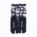 Back view of long black Tabi Socks " Daruma "