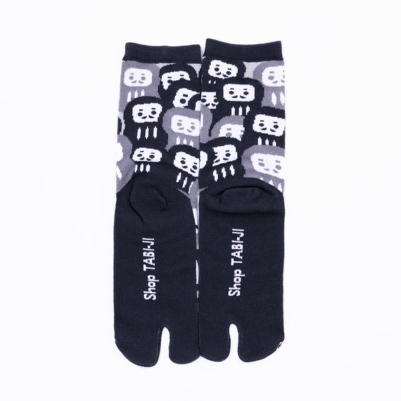 Back view of long black Tabi Socks " Daruma "