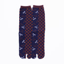 Front view of long navy Tabi Socks " Tonbo & Ichimatsu "