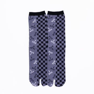 Front view of long gray Tabi Socks " Tonbo & Ichimatsu "