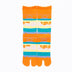 Front view of long orange Tabi Socks " Densha "