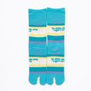 Front view of long green Tabi Socks " Densha "