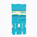 Back view of long green Tabi Socks " Densha "
