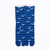 Front view of long blue Tabi Socks " Shirasu "