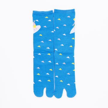 Front view of long blue Tabi Socks " Surfer "