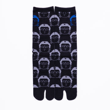 Front view of long black Tabi Socks " Kamakura Daibutsu "