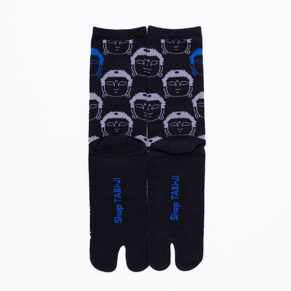 Back view of long black Tabi Socks " Kamakura Daibutsu "