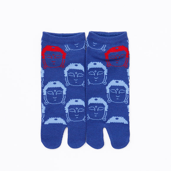 Front view of short blue Tabi Socks " Kamakura Daibutsu "