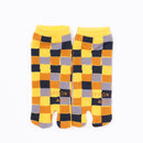 Front view of short yellow Tabi Socks " Chigiri-e "