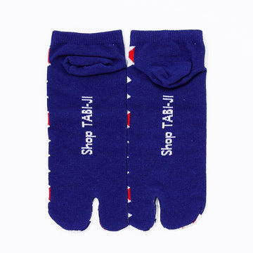 Back view of short blue Tabi Socks " Kingyo 2 "