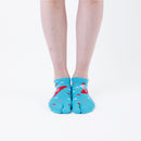Person wearing short light blue Tabi Socks " Surfer ", front view