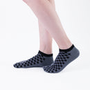 Person wearing short gray Tabi Socks " Tonbo & Ichimatsu ", right side view