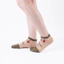 Person wearing short green Tabi Socks " Nara-e ", right side view