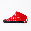 Left side of red Tabi Shoes " PLANET "