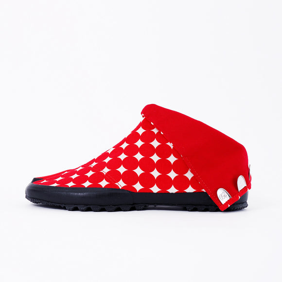 Left side of red Tabi Shoes " PLANET "