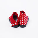 Back view of red Tabi Shoes " PLANET "