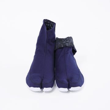 Front view of blue Tabi Shoes "KAMON"