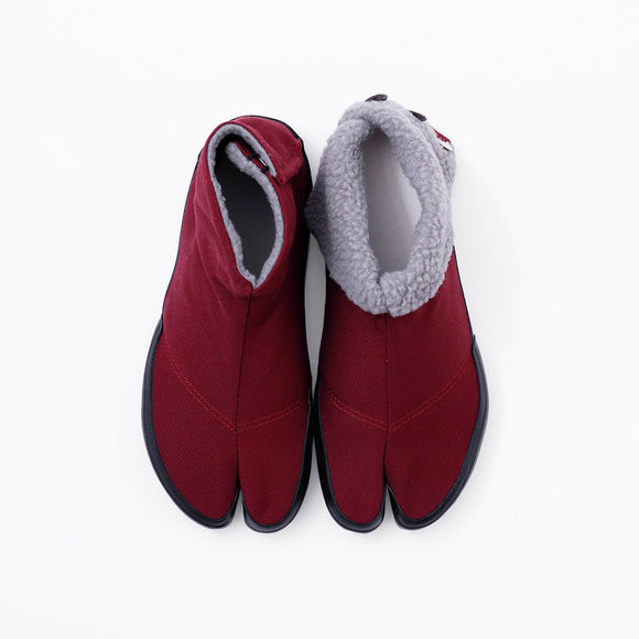 Top view of Dark Red×Gray Tabi Shoes " FLEECE "