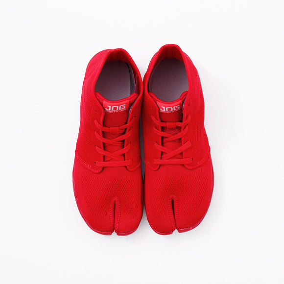 Top view of red Tabi Shoes "SPORTS JOG Ⅱ"